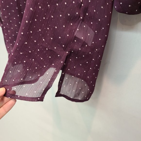 Susan Graver Shirt Long Sleeve Purple Button Down Sheer Blouse Womens Small - Picture 4 of 8